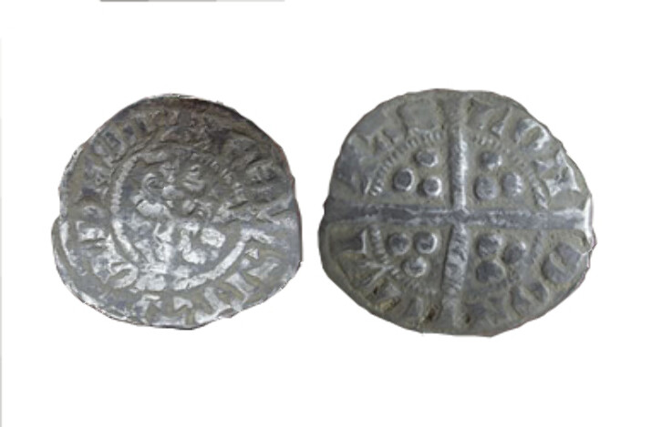 A penny issued in 1272 by Bishop Robert Stitchill. This was during the reign of Edward I.  The inscription reads CIVITAS DUREME (City of Durham).