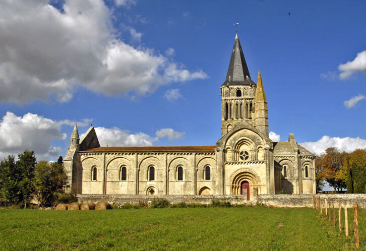 Exterior view of the Church of St. Pierre, Aulnay, France