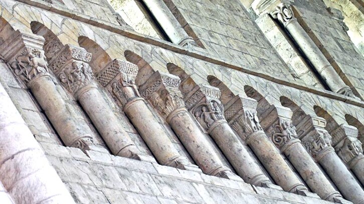 Detail of the choir of Fleury Abbey, an excellent example of figural carving that appeared frequently in religious Romanesque buildings in France and Italy