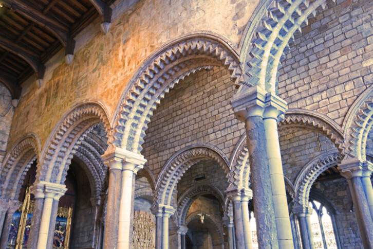 Arcades of the Galilee Chapel, Durham Cathedral, 12th century. The graceful arcades of the Galilee Chapel at Durham Cathedral were possible, because unlike the rest of the building, they do not support a heavy or massive superstructure. In inspiration, they seem to draw much from the architecture of Muslim Spain. 