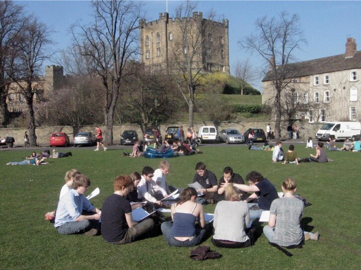 Over 10,000 students live in Durham, and use some part of the World Heritage Site on a daily basis. Here, a choir rehearses on Palace Green. 