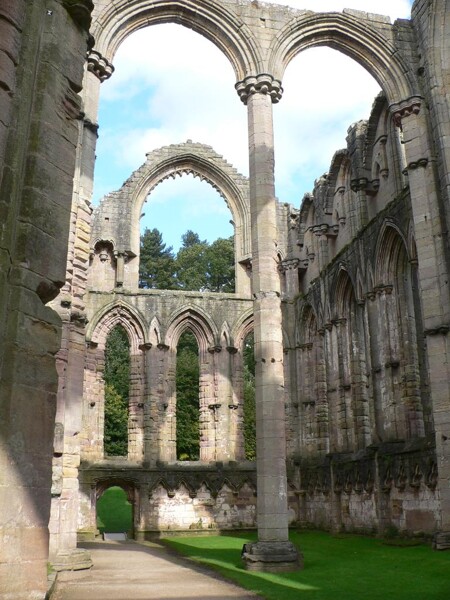 The ruins of Fountains Abbey, part of Studley Royal Park, North Yorkshire