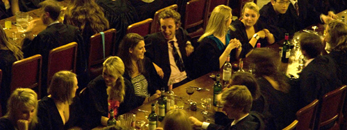 Biweekly formal dinners are a much loved part of college life --- and, formal attire aside, an opportunity for informal socialising with friends.