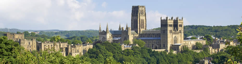 Panoramic photograph of Durham Castle and Cathedral from the North West