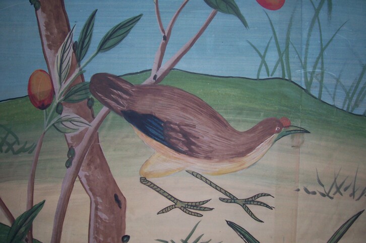 Detail of the Chinese wallpaper in the Solarium, Durham Deanery.