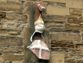 Coat of arms of Bishop Neville, who built in the Exchequer Building in the mid-fifteenth century.  The animal at the top is a bull that has lost its horns. 