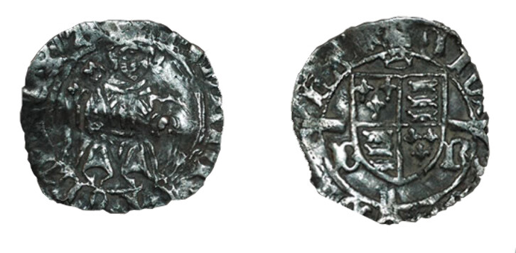A silver penny issued by Bishop Richard Fox between 1490 and 1509. This was during the reign of Henry VIII. This coin is especially interesting since it shows the Prince-Bishop's emblem - a coronet and mitre, above the shield.