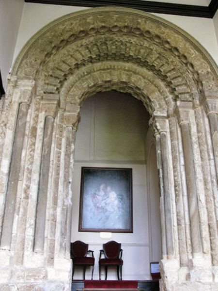 This 12th century doorway in Durham Castle, bears a resemblance to another at Santiago de Compostela in Spain