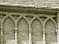 The exterior of the Jafiriyya Palace, Saragossa, Spain, 11th century. The intersecting arches above the palace facade are very similar to those in the nave of Durham Cathedral, seen in the previous image. The palace was built when Spain was under Muslim rule