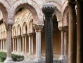 View of the cloisters of Monreale Cathedral, Sicily, late 12th century. The cloisters of Monreale Cathedral make heavy use of the chevron (zigzag) design, which appears in Durham Cathedral as well.