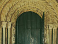 This doorway was constructed in the late 12th century by Hugh Le Puiset, who added a similar one in Durham Castle. The resemblance of the stone carving to a doorway at Santiago de Compostela in Spain (previous image) is striking. 