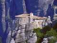 The meteora are enormous masses of sandstone shaped by seismic activity into free-standing columns of rock. The name 