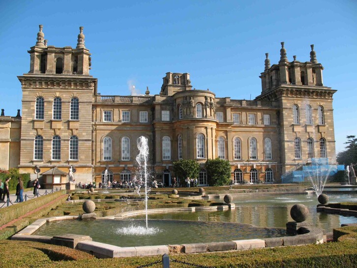 View of Blenheim Palace near Oxford, set in a romantic landscape designed by the renowned 'Capability' Brown